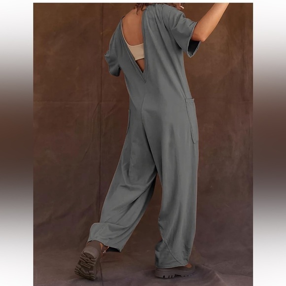 HOTSHOT TEE ONESIE Oversized Slouchy Fit Woman’s Jumpsuit in Gray Medium nwt - Picture 7 of 11